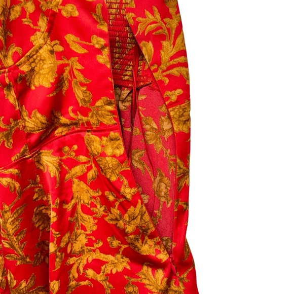 Urban Outfitters Orion Bustier Mini Dress Red Gold Floral Women's size Large NWT - Picture 7 of 15